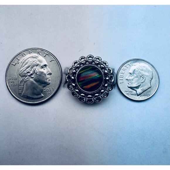 Estate Kameleon Sterling Silver 925 Interchangeable Ring Green Abalone - Picture 8 of 12